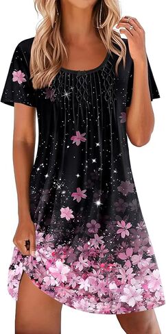 Ekouaer Pleated Nightgowns for Women Lace Trim Night Gown Ladies Sleep Dress in Saudi Arabia