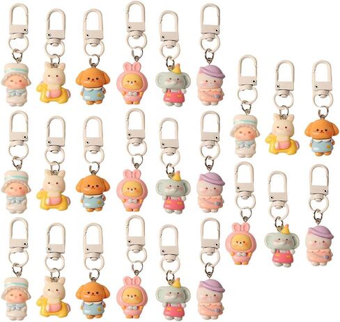24PC Senbeier Series Cute Cartoon Animal Keychains– Fun Adorable Designs for Sweet Playful Aesthetic, DIY Craft & Jewelry Accessories in Saudi Arabia