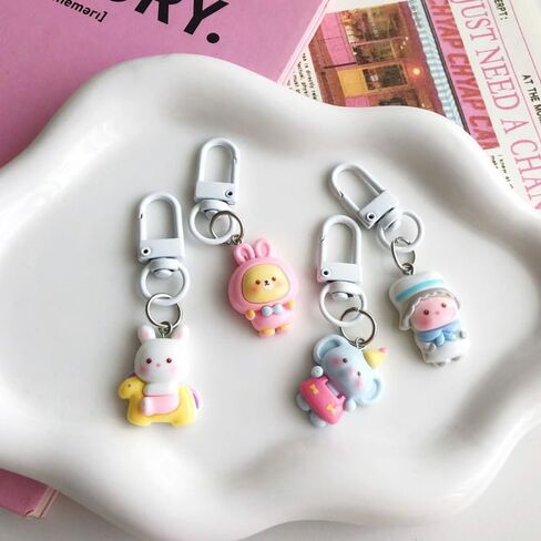 24PC Senbeier Series Cute Cartoon Animal Keychains– Fun Adorable Designs for Sweet Playful Aesthetic, DIY Craft & Jewelry Accessories in Saudi Arabia