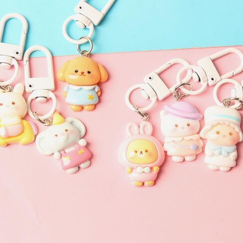 24PC Senbeier Series Cute Cartoon Animal Keychains– Fun Adorable Designs for Sweet Playful Aesthetic, DIY Craft & Jewelry Accessories in Saudi Arabia