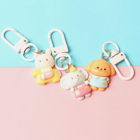24PC Senbeier Series Cute Cartoon Animal Keychains– Fun Adorable Designs for Sweet Playful Aesthetic, DIY Craft & Jewelry Accessories in Saudi Arabia