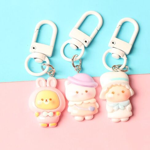 24PC Senbeier Series Cute Cartoon Animal Keychains– Fun Adorable Designs for Sweet Playful Aesthetic, DIY Craft & Jewelry Accessories in Saudi Arabia