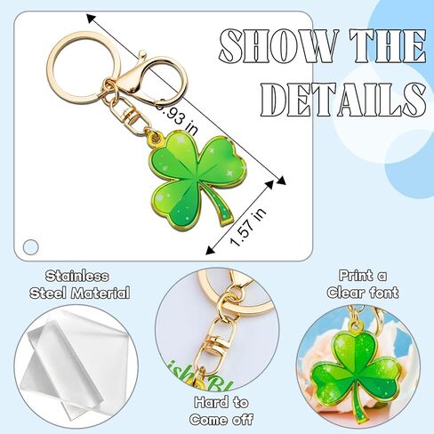 هدايا عيد القديس باتريك، هدايا أيرلندية للنساء، هدية عيد القديس باتريك للفتيات، هدية نعمة أيرلندية للنساء، 3 أوراق البرسيم، سلسلة مفاتيح شامروك خضراء، سحر الحظ الجيد مع بطاقة نعمة in Kuwait