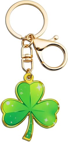 هدايا عيد القديس باتريك، هدايا أيرلندية للنساء، هدية عيد القديس باتريك للفتيات، هدية نعمة أيرلندية للنساء، 3 أوراق البرسيم، سلسلة مفاتيح شامروك خضراء، سحر الحظ الجيد مع بطاقة نعمة in Kuwait