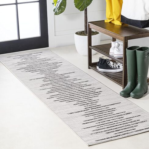 JONATHAN Y Stripe Geometric Indoor Outdoor Area Rug 3X5 Black/Ivory, Zolak Berber for Backyard, Patio, Porch, Easy-Cleaning, High Traffic, Pet-Friendly, Non-Shedding (SMB124E-3) in Saudi Arabia