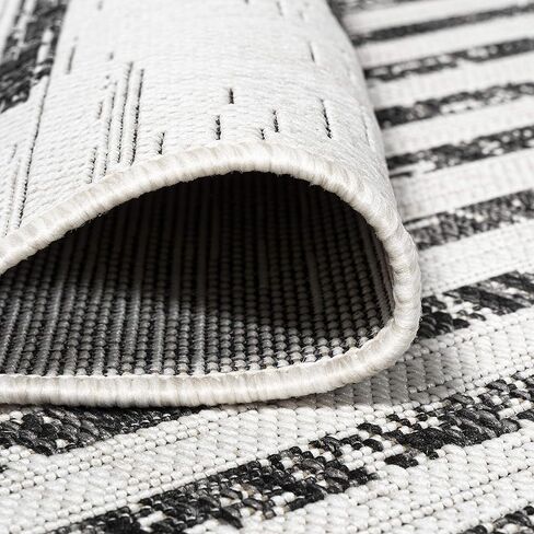 JONATHAN Y Stripe Geometric Indoor Outdoor Area Rug 3X5 Black/Ivory, Zolak Berber for Backyard, Patio, Porch, Easy-Cleaning, High Traffic, Pet-Friendly, Non-Shedding (SMB124E-3) in Saudi Arabia