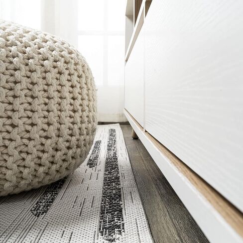 JONATHAN Y Stripe Geometric Indoor Outdoor Area Rug 3X5 Black/Ivory, Zolak Berber for Backyard, Patio, Porch, Easy-Cleaning, High Traffic, Pet-Friendly, Non-Shedding (SMB124E-3) in Saudi Arabia