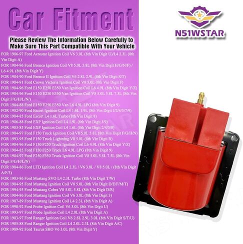 مجموعة ملف إشعال عالية الأداء مكونة من قطعة واحدة متوافقة مع Ford F-150 F-250 F-350 Ranger Taurus Mustang Lincoln Town Car Mercury Sable Cougar 7.5 5.8 5.0 3.8 قارب محرك خارجي in Saudi Arabia