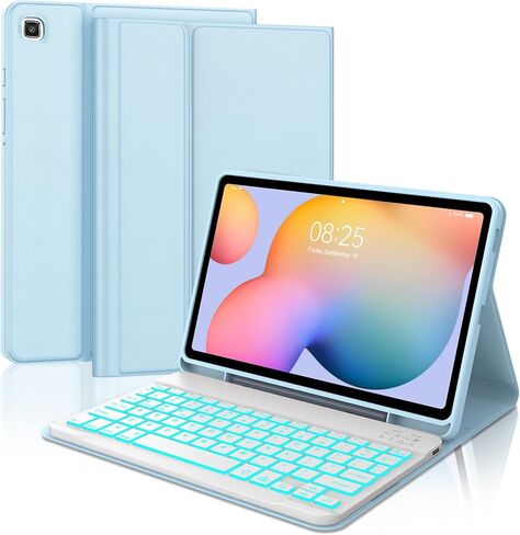حافظة لوحة المفاتيح الإسبانية Ñ لجهاز Samsung Galaxy Tab S6 lite (10.4 بوصة، 2024 2022 2020) - غطاء ذكي مع حامل قلم رصاص، حافظة جلدية صناعية نحيفة للنوم/الاستيقاظ التلقائي، لوحة مفاتيح بلوتوث قابلة للفصل، ذهبي وردي in Saudi Arabia