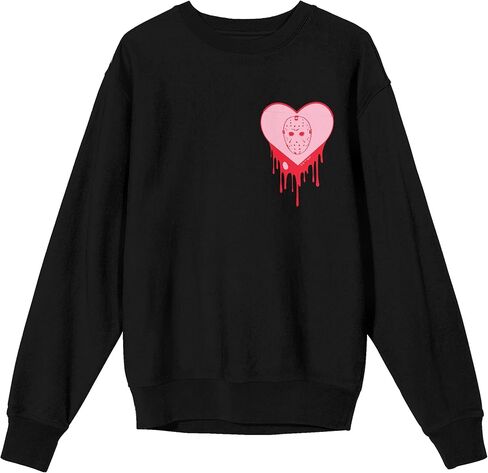 Bioworld Friday The 13th Mask In Mirror Crew Neck Long Sleeve Black Adult Sweatshirt in Saudi Arabia