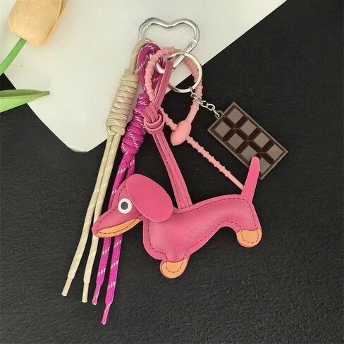 1 Pack Dachshund Keychain w/Braided Cord & Fake Chocolate, Bag Charms Keyring for Handbag Pendant Ornament, Car Keys, Purse in Saudi Arabia