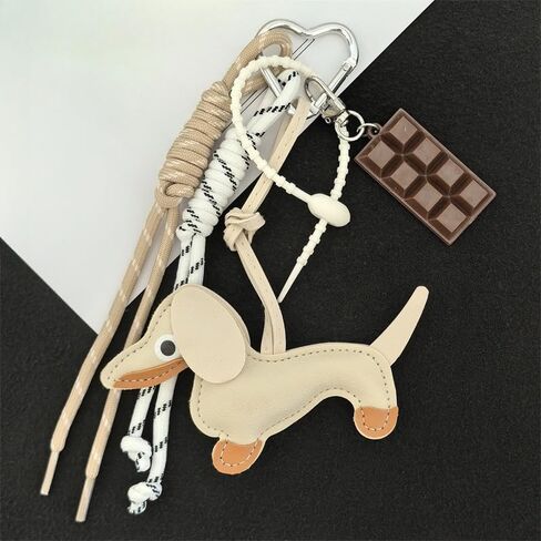1 Pack Dachshund Keychain w/Braided Cord & Fake Chocolate, Bag Charms Keyring for Handbag Pendant Ornament, Car Keys, Purse in Saudi Arabia