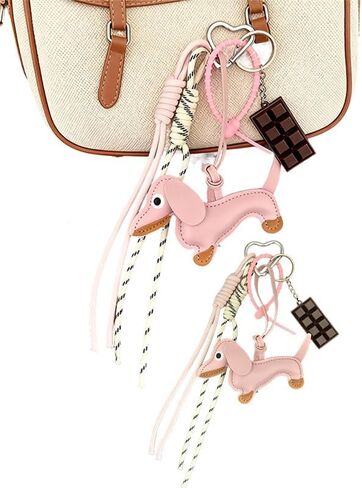 1 Pack Dachshund Keychain w/Braided Cord & Fake Chocolate, Bag Charms Keyring for Handbag Pendant Ornament, Car Keys, Purse in Saudi Arabia