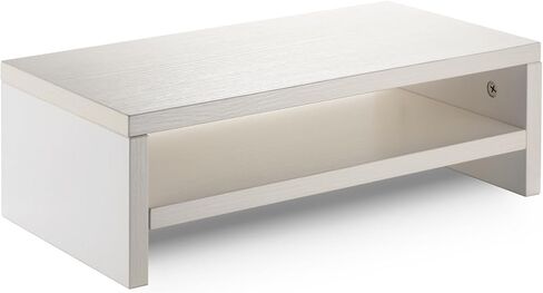 16.7" White Monitor Stand - 2 Tier Wooden Monitor Riser for PC Screen/Printer in Kuwait