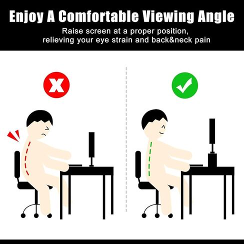 16.7" White Monitor Stand - 2 Tier Wooden Monitor Riser for PC Screen/Printer in Kuwait