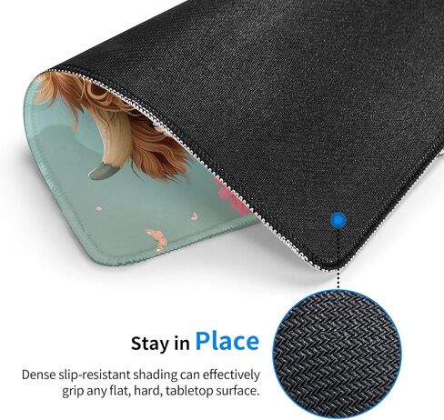 هايلاند بقرة ماوس وسادة مكتب حصيرة قابلة للغسل لطيف مع تصميم الأزهار والفراشة قاعدة مطاطية غير قابلة للانزلاق حواف مخيطة 9.5 × 7.9 بوصة هدية مكتب للنساء أجهزة الكمبيوتر المحمول مكتب الملحقات in Kuwait