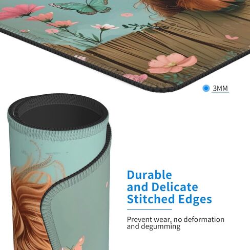 هايلاند بقرة ماوس وسادة مكتب حصيرة قابلة للغسل لطيف مع تصميم الأزهار والفراشة قاعدة مطاطية غير قابلة للانزلاق حواف مخيطة 9.5 × 7.9 بوصة هدية مكتب للنساء أجهزة الكمبيوتر المحمول مكتب الملحقات in Kuwait
