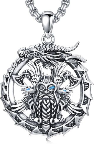 PELOVNY Odin Necklace 925 Sterling Silver Viking Pendant Norse God Jewelry for Anniversary Birthday Christmas Gifts Men Women in Saudi Arabia