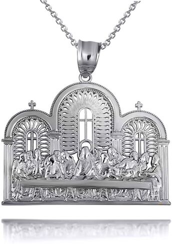 Gold The Last Supper Jesus & Apostles Pendant Necklace Fine Real Solid 925 Sterling Silver in Saudi Arabia