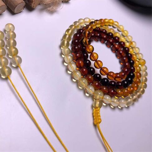 7mm Natural Rainbow Amber Yellow Red Gemstone 108 Prayer Round Beads Women Men Bracelet Necklace Certificate AAAAA in Saudi Arabia