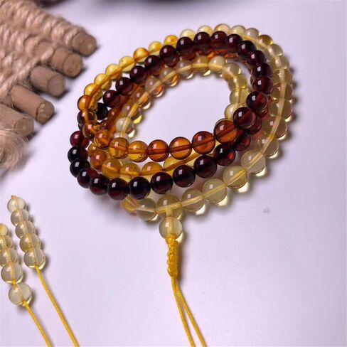 7mm Natural Rainbow Amber Yellow Red Gemstone 108 Prayer Round Beads Women Men Bracelet Necklace Certificate AAAAA in Saudi Arabia