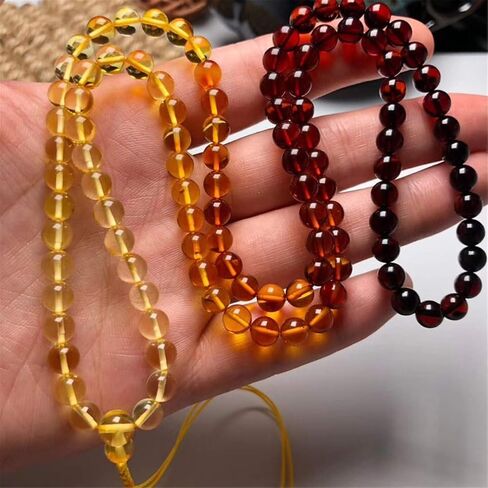7mm Natural Rainbow Amber Yellow Red Gemstone 108 Prayer Round Beads Women Men Bracelet Necklace Certificate AAAAA in Saudi Arabia