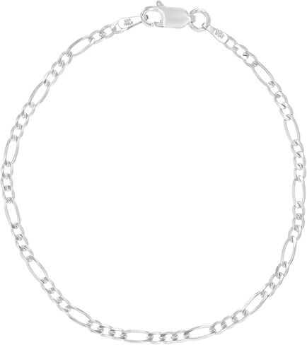 14K Gold or Rhodium Plated Silver Figaro Chain For Men | 1mm-13mm Thick | Solid 925 Figaro Italian Necklaces For Men in Saudi Arabia