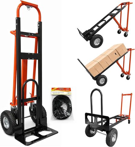 4 in 1 Convertible Hand Truck Dolly, 1000LBS Max Load Heavy Duty Folding Hand Truck Dolly Cart with Wheels & Ergonomic Design, for Logistics, Home, Office Moving & Shopping in Kuwait