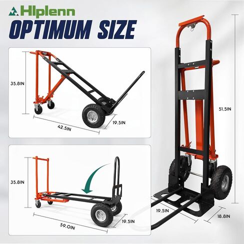 4 in 1 Convertible Hand Truck Dolly, 1000LBS Max Load Heavy Duty Folding Hand Truck Dolly Cart with Wheels & Ergonomic Design, for Logistics, Home, Office Moving & Shopping in Kuwait