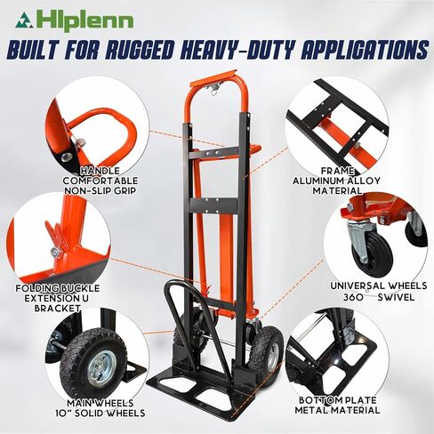 4 in 1 Convertible Hand Truck Dolly, 1000LBS Max Load Heavy Duty Folding Hand Truck Dolly Cart with Wheels & Ergonomic Design, for Logistics, Home, Office Moving & Shopping in Kuwait