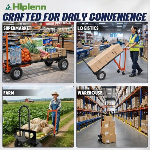 4 in 1 Convertible Hand Truck Dolly, 1000LBS Max Load Heavy Duty Folding Hand Truck Dolly Cart with Wheels & Ergonomic Design, for Logistics, Home, Office Moving & Shopping in Kuwait