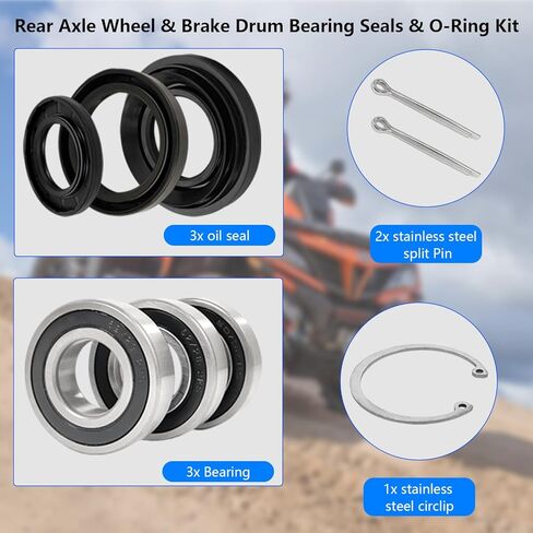 Rear Axle Brake Drum Wheel Bearings Seals Kit for Honda Rubicon 500 2005-2013 Rancher 350 400 500 2000-2014 Foreman 400 450 1995-2004 in Saudi Arabia