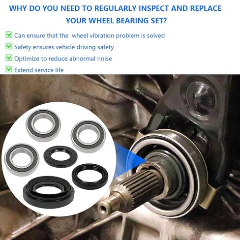 Rear Axle Brake Drum Wheel Bearings Seals Kit for Honda Rubicon 500 2005-2013 Rancher 350 400 500 2000-2014 Foreman 400 450 1995-2004 in Saudi Arabia