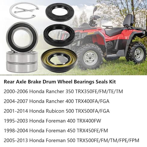 Rear Axle Brake Drum Wheel Bearings Seals Kit for Honda Rubicon 500 2005-2013 Rancher 350 400 500 2000-2014 Foreman 400 450 1995-2004 in Saudi Arabia