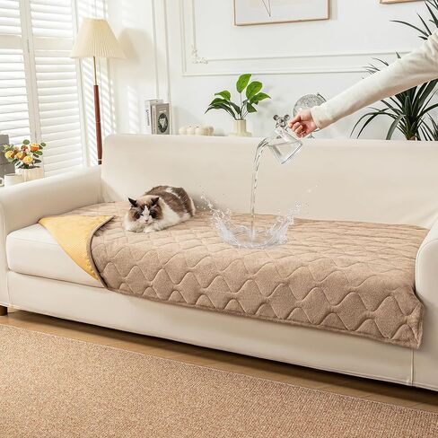 غطاء أريكة بوتيان مقاوم للماء للكلاب - غطاء أريكة مقسم قابل للغسل مع أشرطة مضادة للانزلاق، واقي أريكة صديق للحيوانات الأليفة وبساط للكلاب - 36 بوصة × 63 بوصة 90 سم × 160 سم أبيض in Kuwait