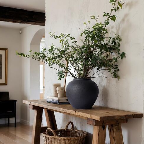 Rustic Ceramic Vase, 8.3" Black Farmhouse Tall Vase, Vintage Vases, Modern Terracotta Decor Vases for Home Decor, Living Room, Entryway, Table Centerpieces, Shelf, Kitchen, Housewarming Gifts in Saudi Arabia