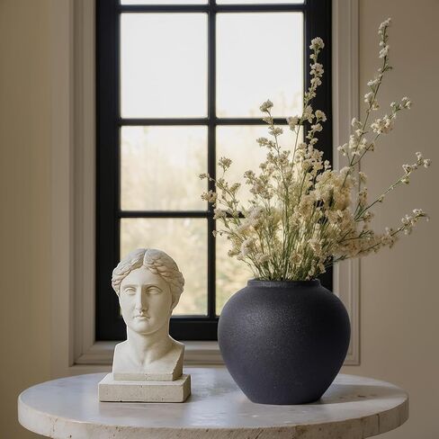 Rustic Ceramic Vase, 8.3" Black Farmhouse Tall Vase, Vintage Vases, Modern Terracotta Decor Vases for Home Decor, Living Room, Entryway, Table Centerpieces, Shelf, Kitchen, Housewarming Gifts in Saudi Arabia