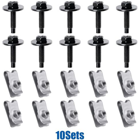 10 مجموعات من OAUTOO M6-1.0x23mm مسمار رأس سداسي متعدد الأغراض مع مجموعة صواميل U 08913-6065A 08146-6162H لنيسان إنفينيتي فندر بطانة ممتص الصدمات غطاء سبلاش شيلد in Saudi Arabia