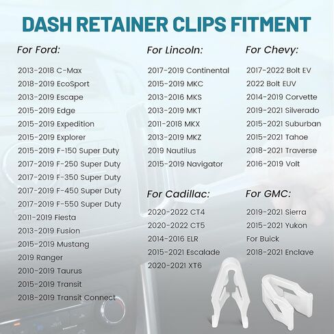NuIth 30PCS Center Console Radio DVD Dash Panel Switch Bezel Clip Body Trim Retainer for 2013-2022 Ford/GMC/Cadillac/Lincoln, Overhead Console Fastener Switch Bezel Retainer in Saudi Arabia