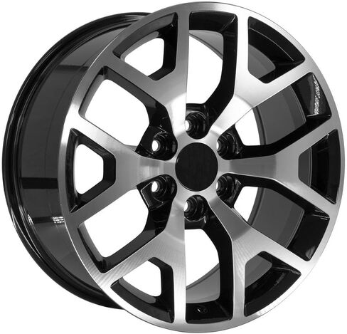 إطارات وإطارات OE Wheels CV92 مقاس 22 بوصة تناسب طراز Sierra 1500 على شكل قرص العسل 6x139.7 22x9 مصنعة باللون الأسود اللامع - هولاندر 5656 - TS-37 AT 285/45-22 (مجموعة من 4) in Saudi Arabia