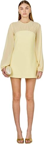endless rose Women's Mixed Media Mini Dress with Puff Sleeves in Saudi Arabia