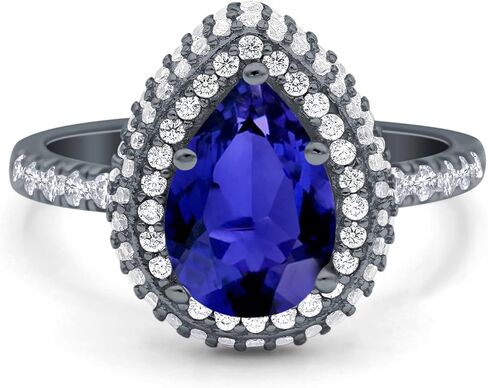 Blue Apple Co. Teardrop Pear Art Deco Vintage Engagement Wedding Bridal Ring Round Simulated Cubic Zirconia Accent 925 Sterling Silver in Saudi Arabia