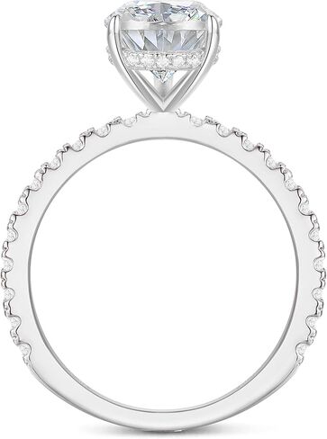 14K الذهب 4 قيراط الكمثرى قطع مويسانيتي خاتم الخطوبة 14K الذهب الأبيض الكمثرى قطع مويسانيتي خواتم المخفية هالة خاتم الخطوبة للنساء in Kuwait