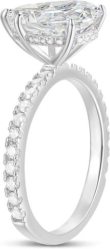 14K الذهب 4 قيراط الكمثرى قطع مويسانيتي خاتم الخطوبة 14K الذهب الأبيض الكمثرى قطع مويسانيتي خواتم المخفية هالة خاتم الخطوبة للنساء in Kuwait