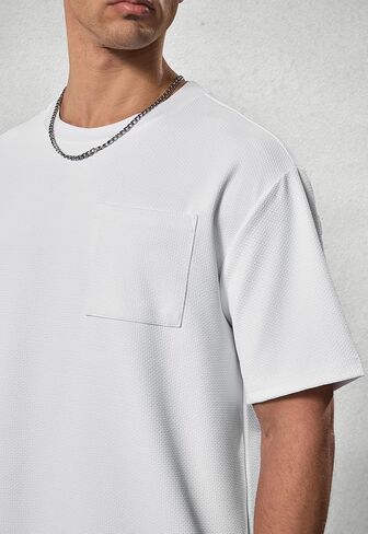 تي شيرت رجالي كبير الحجم ومزخرف قمصان كاجوال ناعمة ثقيلة الوزن مع جيب (S-XXL) in Kuwait