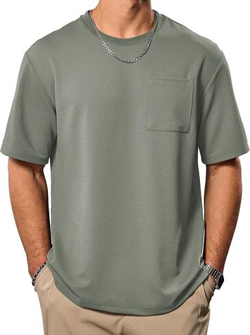 تي شيرت رجالي كبير الحجم ومزخرف قمصان كاجوال ناعمة ثقيلة الوزن مع جيب (S-XXL) in Kuwait