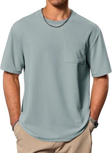 تي شيرت رجالي كبير الحجم ومزخرف قمصان كاجوال ناعمة ثقيلة الوزن مع جيب (S-XXL) in Kuwait