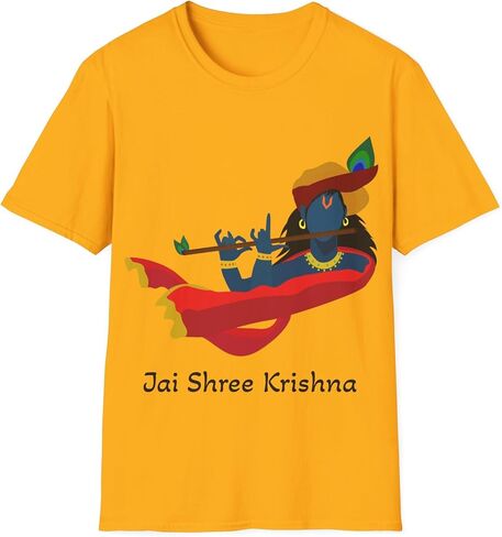 Jai Shree Krishna Half Sleeve Graphic Tee | Indian Clothes Men & Women | Hindu Festival Cotton T-Shirt in Saudi Arabia