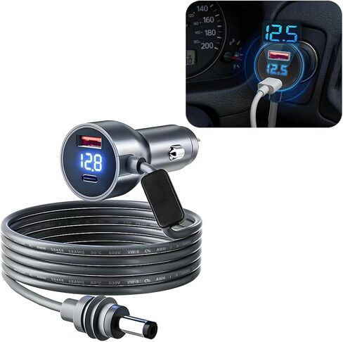 3 in 1 Starlink Mini Car Charger DC Power Cable, 12V 18AWG Waterproof Vehicle Cigarette Lighter Adapter with Digital Display, USB C USB A PD Auto Power Supply, Universal Fit (6.6FT) in Saudi Arabia
