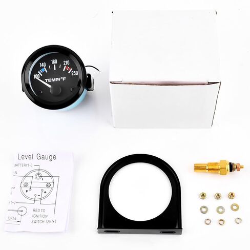 مقياس درجة حرارة الماء 2 بوصة 52 مم، 100-250 درجة فهرنهايت، مجموعة أدوات قياس درجة حرارة الماء، ملحقات السيارة، مقياس درجة حرارة الماء مع إضاءة خلفية LED للقوارب البحرية، السفينة، السيارة، الشاحنة، السيارة (اللون: أسود) in Kuwait